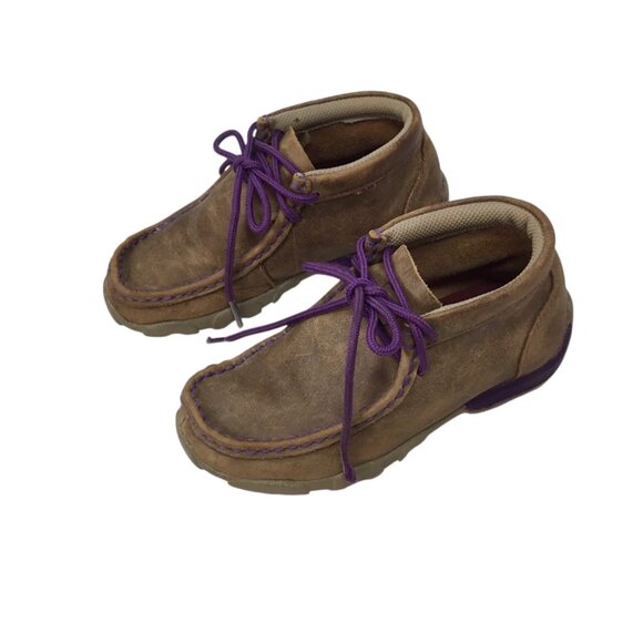 Twisted X Chukka Boots Kids 11 M YDM0012 Leather Purple Driving Moc - Picture 1 of 9